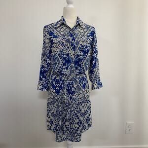 CAbi #422 Jewel Button Down Blue Shirtdress Blue Small